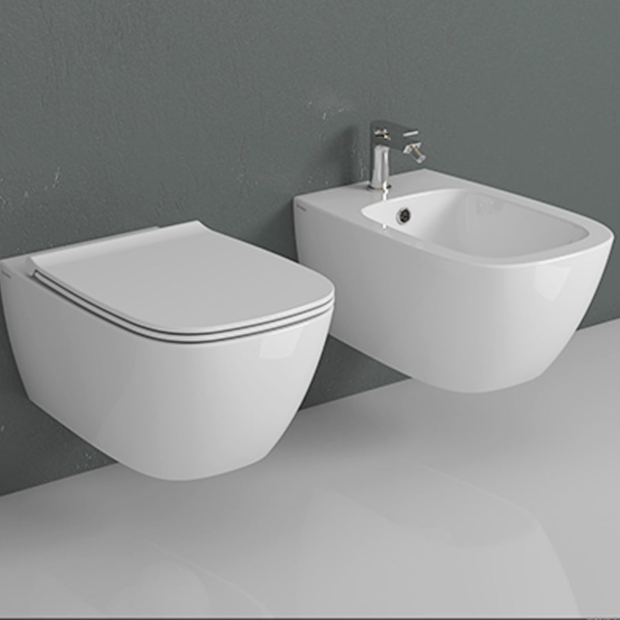Coppia di sanitari sospesi Globo modello Genesis cm 50x36 completi di fissaggi. Ceramica bianca