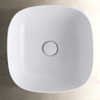 Lavabo quadrato con angoli tondi cm 42x42x16h. Installazione da appoggio. In ceramica biancaÂ 