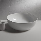 Lavabo tondo diametro 30 cm altezza cm 16. Installazione da appoggio. In ceramica biancaÂ 