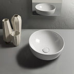 Lavabo tondo diametro 30 cm altezza cm 16. Installazione da appoggio. In ceramica biancaÂ 