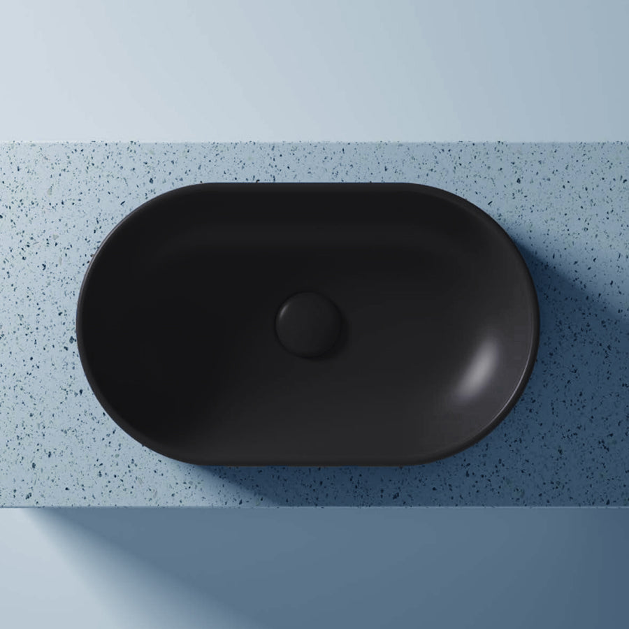 Lavabo da appoggio tondo Domus Falerii 30x49 cm design moderno color Pirate Black