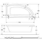 Vasca idromassaggio asimmetrica in acrilico con avviamento digitale  Modello Neo