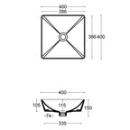 Lavabo d'appoggio in ceramica bianca. Althea modello Neo. Misure cm 40x40