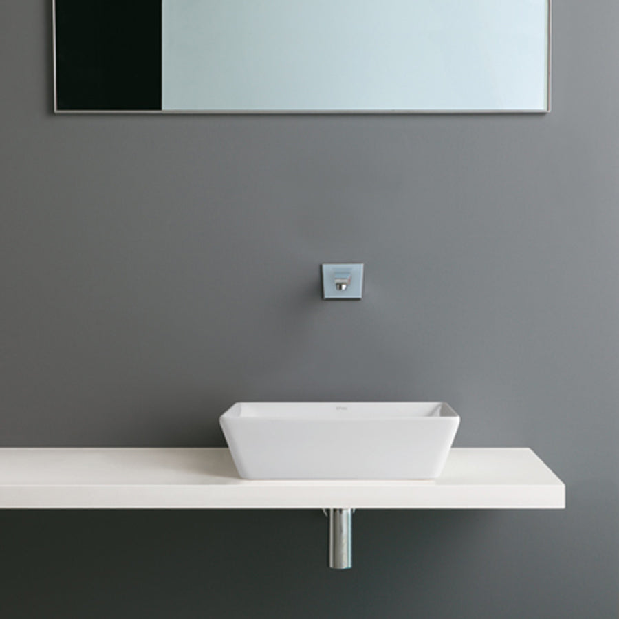 Lavabo d'appoggio in ceramica bianca. Althea modello Neo. Misure cm 40x40
