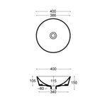 Lavabo tondo per installazione d'appoggio in ceramica bianca. Althea modello Tecno. Misure cm 40x40