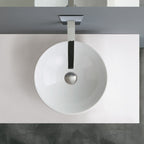 Lavabo tondo per installazione d'appoggio in ceramica bianca. Althea modello Tecno. Misure cm 40x40