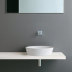 Lavabo tondo per installazione d'appoggio in ceramica bianca. Althea modello Tecno. Misure cm 40x40