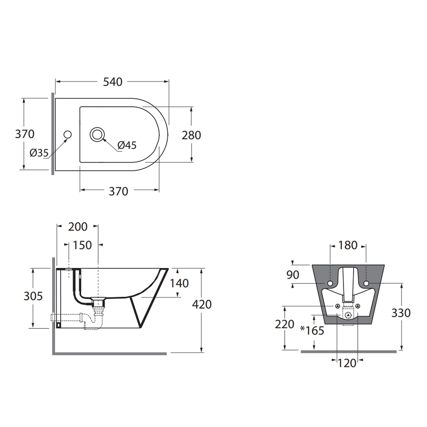 Bidet sospeso 54x37 cm Serie Forma di Azzurra Ceramica - Bianco Lucido
