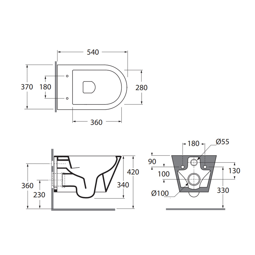 Vaso sospeso 54x37 cm Serie Forma di Azzurra Ceramica con sedile soft close