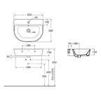 Lavabo sospeso/appoggio 65x50 cm Serie Forma di Azzurra Ceramica - Bianco Lucido