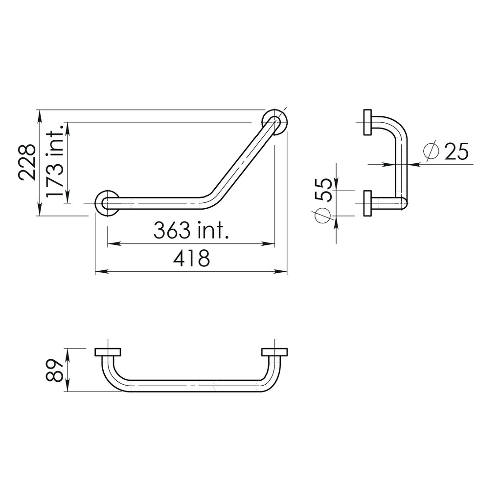 1122-14 - Maniglione reversibile 135Â° Modello Up Gedy - Finitura Nera Opaca