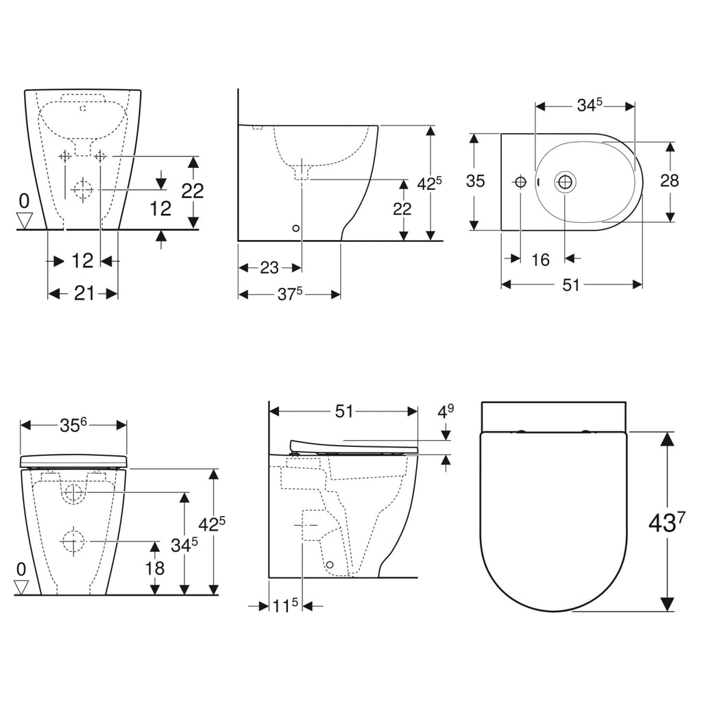 Sanitari filomuro con bidet