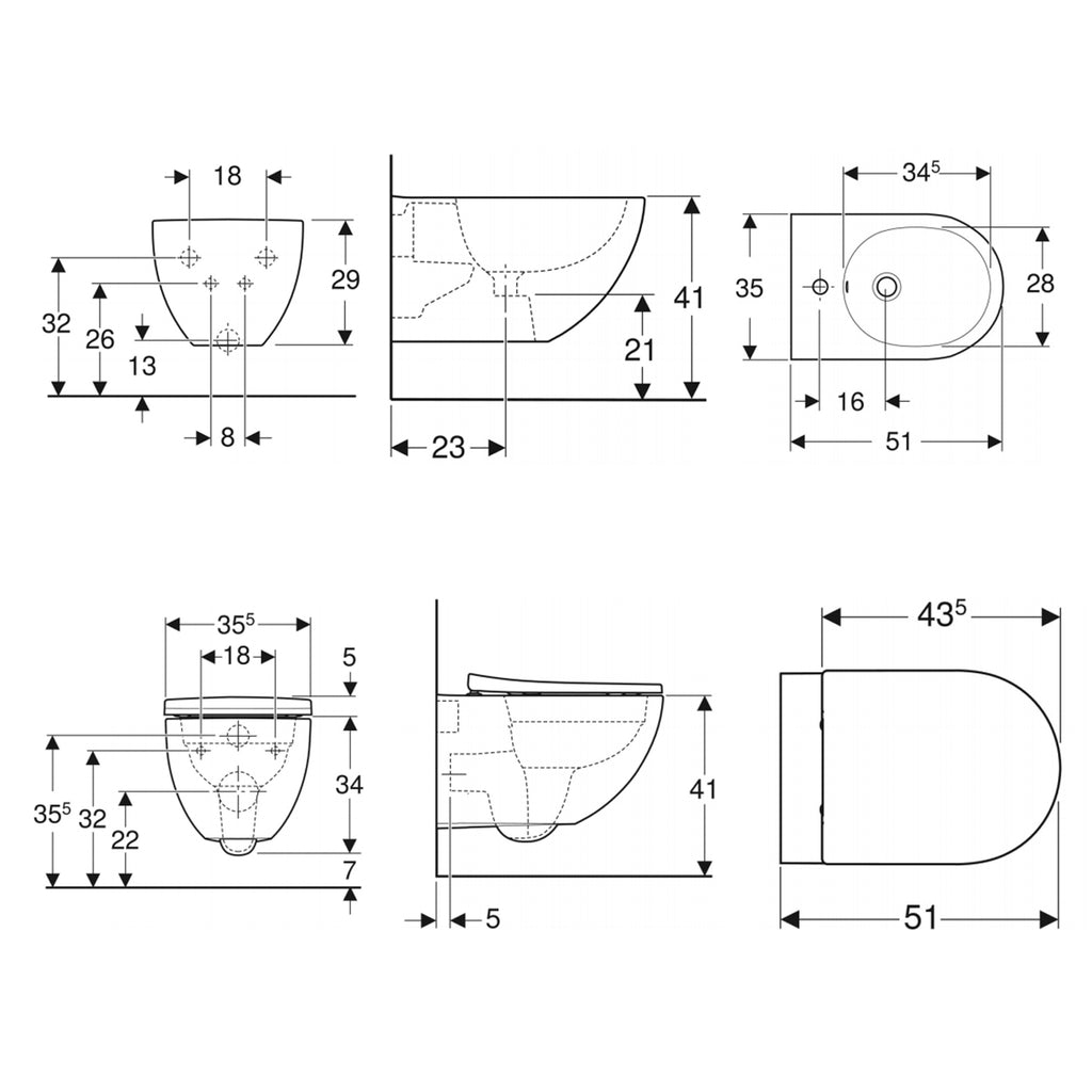 Sanitari sospesi con bidet