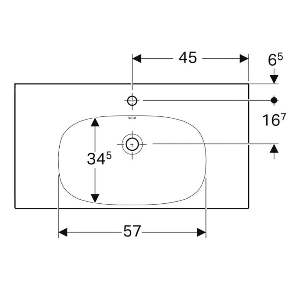 Lavabo sospeso-appoggio monoforo modello Acanto Geberit cm 90