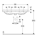 Lavabo sospeso-appoggio monoforo modello Acanto Geberit cm 90