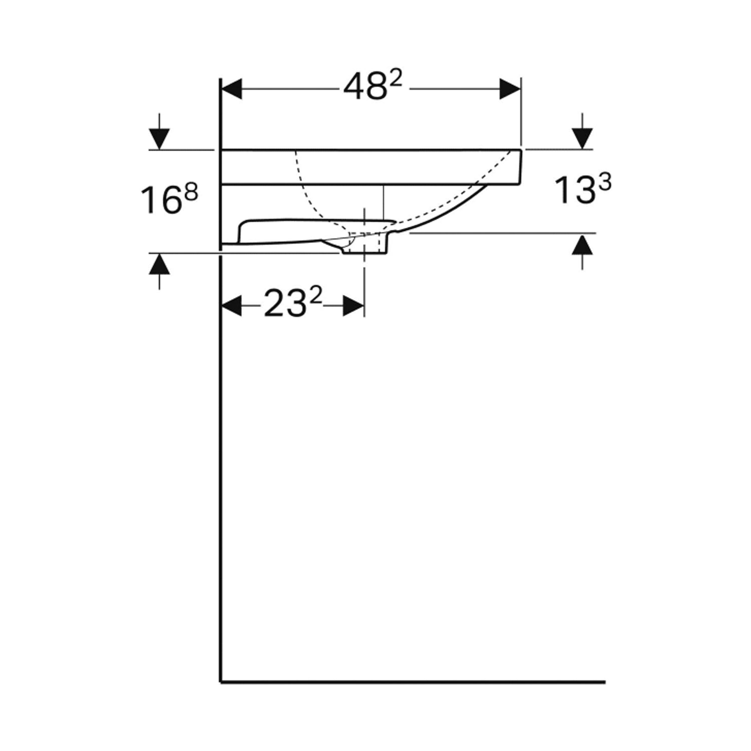Lavabo sospeso-appoggio monoforo modello Acanto Geberit cm 90