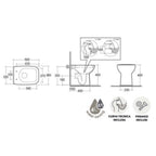 WC filomuro collezione Origin 50x36 cm scarico traslato con copriwater SoftClose - Bianco