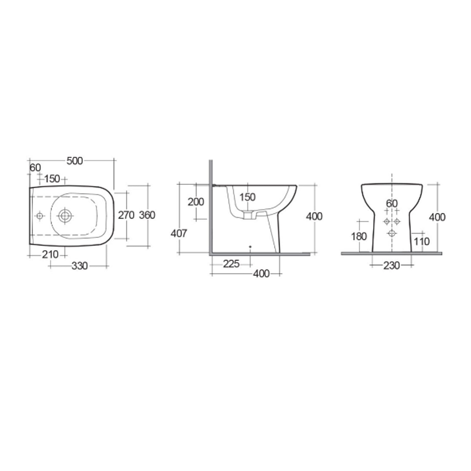 Coppia sanitari filomuro collezione Origin 50x36 cm scarico traslato con copriwater SoftClose