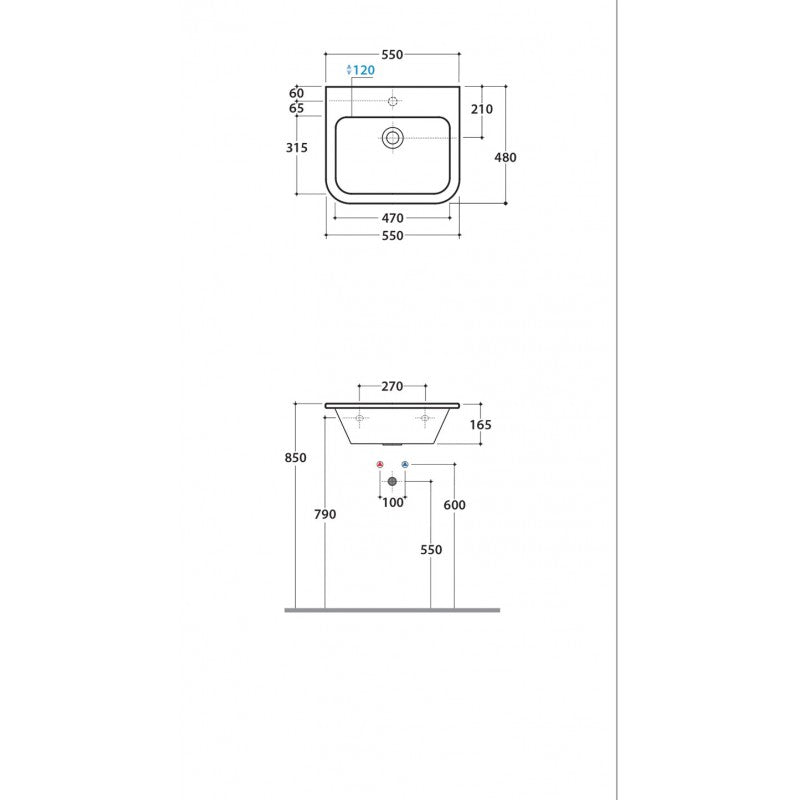 Lavabo Sospeso Stone 55.48 Ceramica Globo SSN11.BI
