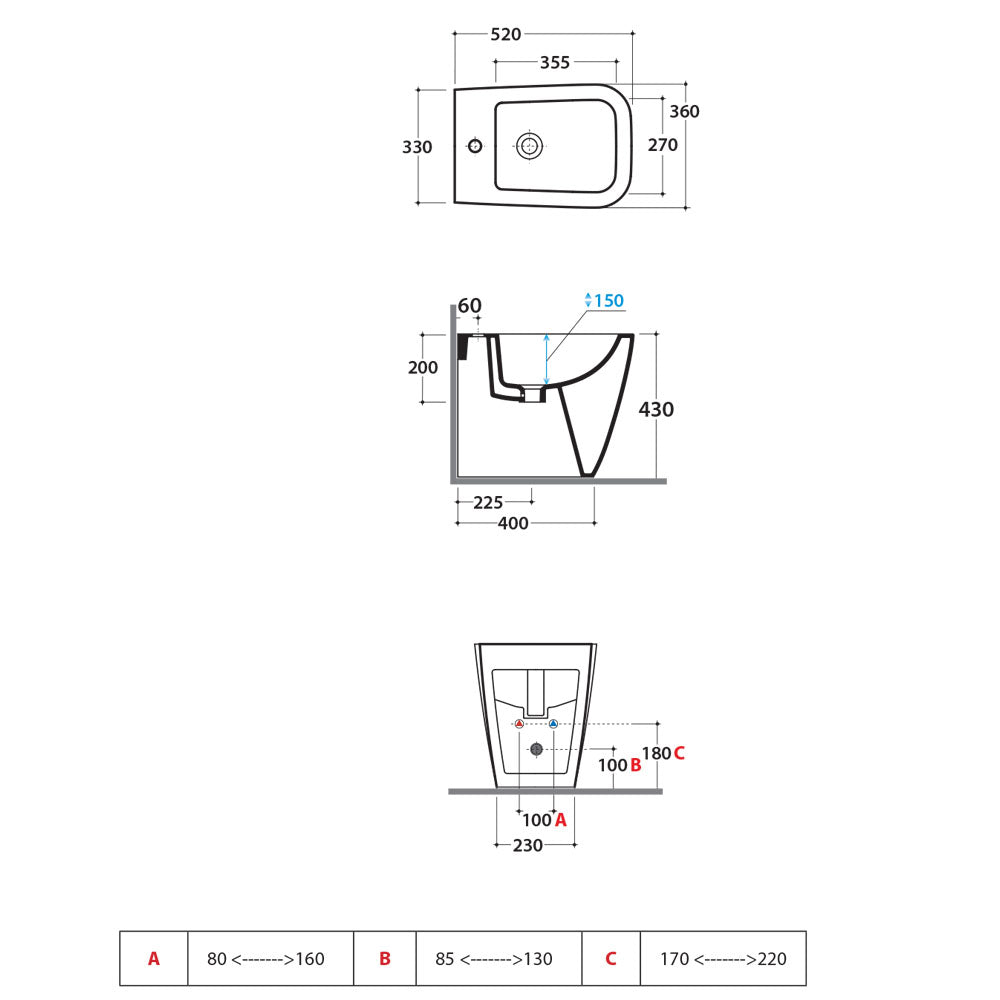 Sanitari Filo parete Ceramica Globo Stone 52 Multi scarico traslato con Sedile Soft Close