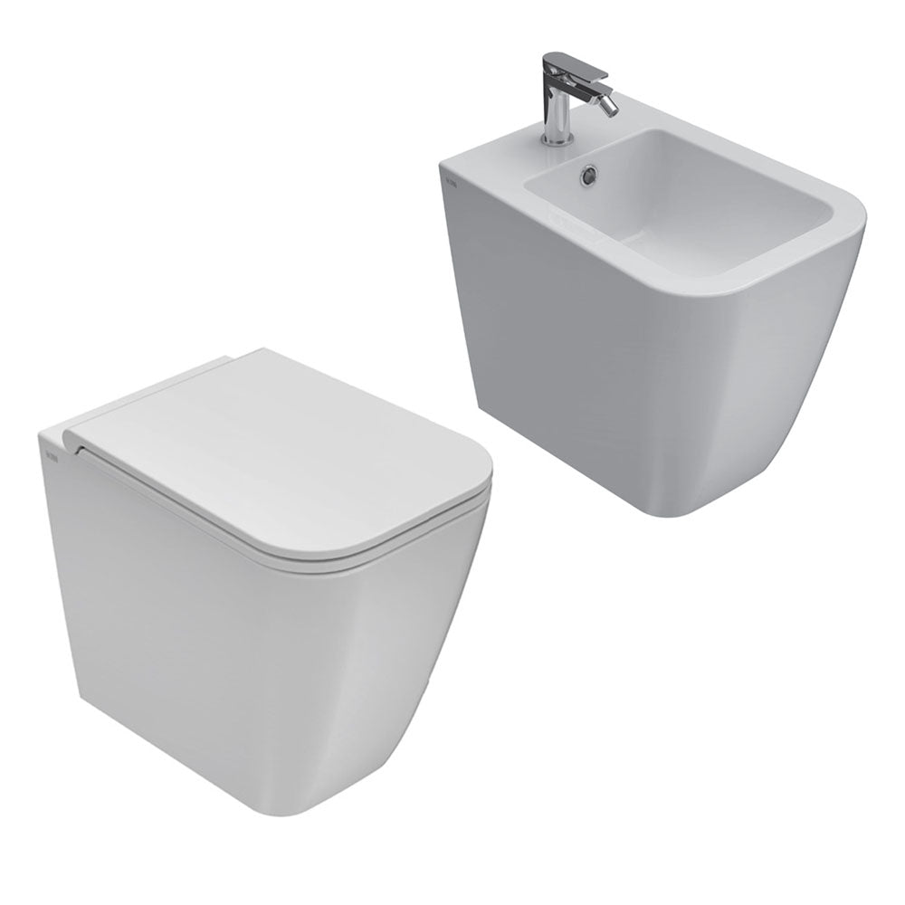 Sanitari Filo parete Ceramica Globo Stone 52 Multi scarico traslato con Sedile Soft Close