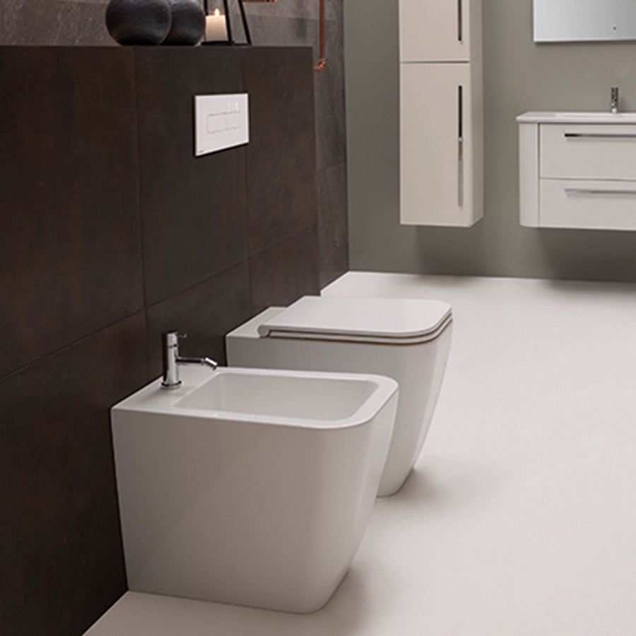 Sanitari Filo parete Ceramica Globo Stone 52 Multi scarico traslato con Sedile Soft Close