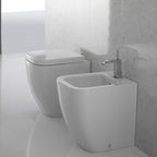 Sanitari Filo parete per bagni piccoli Ceramica Globo Stone 45 wc  + bidet  + sedile  Soft Close