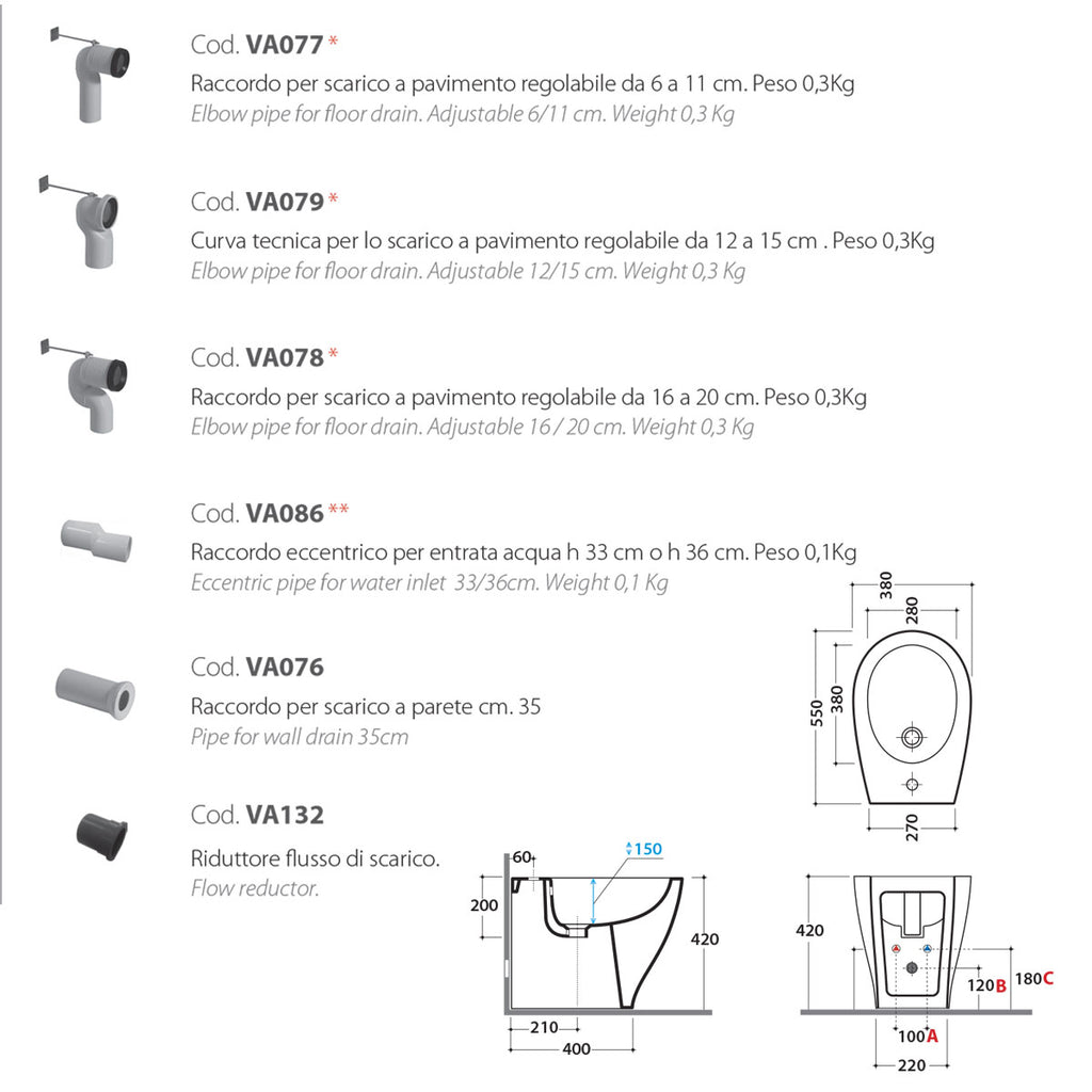 Sanitari Filo parete Ceramica Globo Bowl+ 55 MULTI WC + BIDET + SEDILE SOFT CLOSE