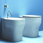 Sanitari Filoparete di Ceramica Azzurra modello Glaze con Copriwater Soft Close