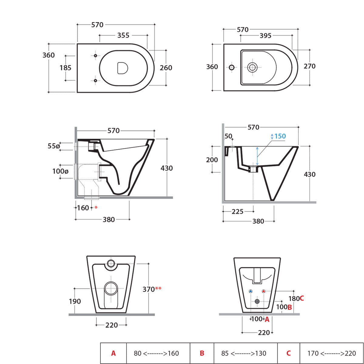 Sanitari Filo Muro Ceramica Globo Forty3  MULTI Fissaggio Ghost scarico traslato con sedile Soft Close
