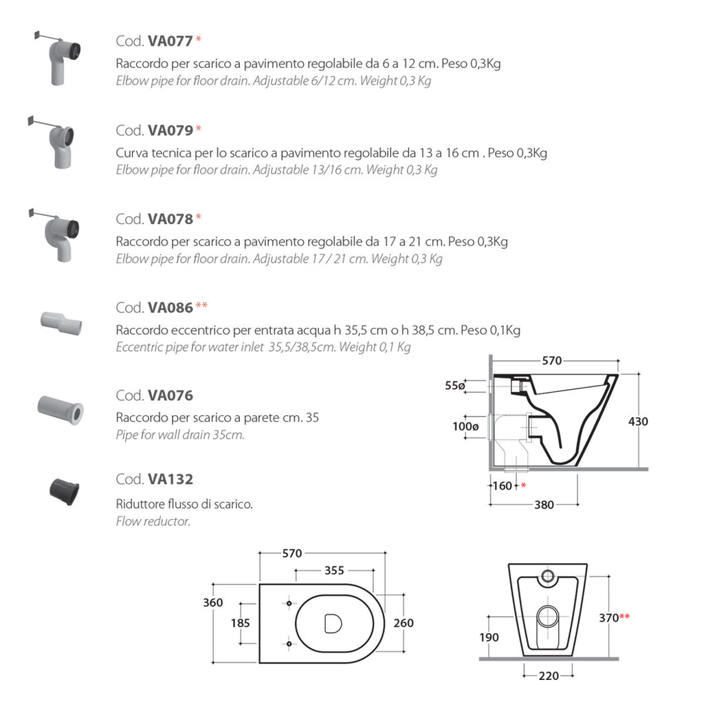 Sanitari Filo Muro Ceramica Globo Forty3  MULTI Fissaggio Ghost scarico traslato con sedile Soft Close