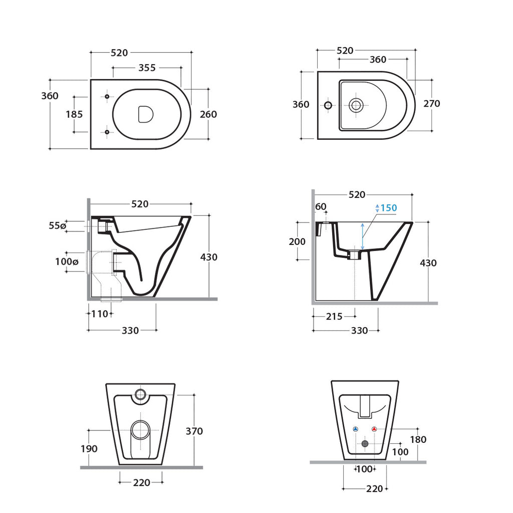 Sanitari Filo parete Ceramica Globo Forty3  52 WC BIDET SEDILE SOFT CLOSE
