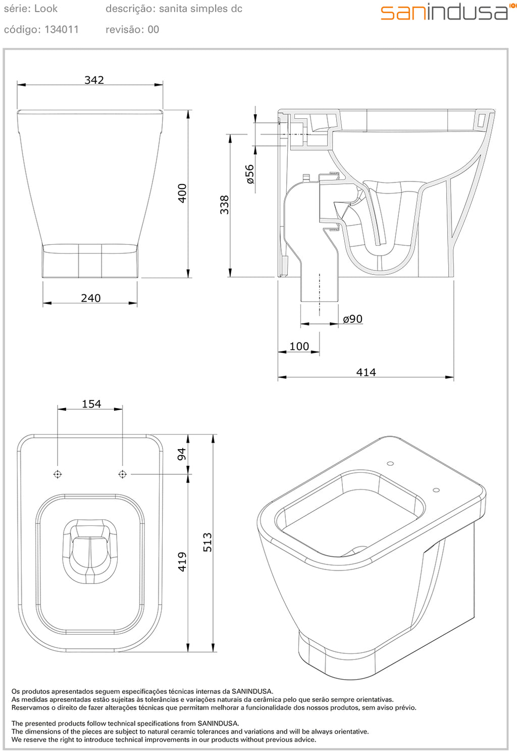Sanitari Filo Muro Sanindusa modello LOOK WC BIDET SEDILE
