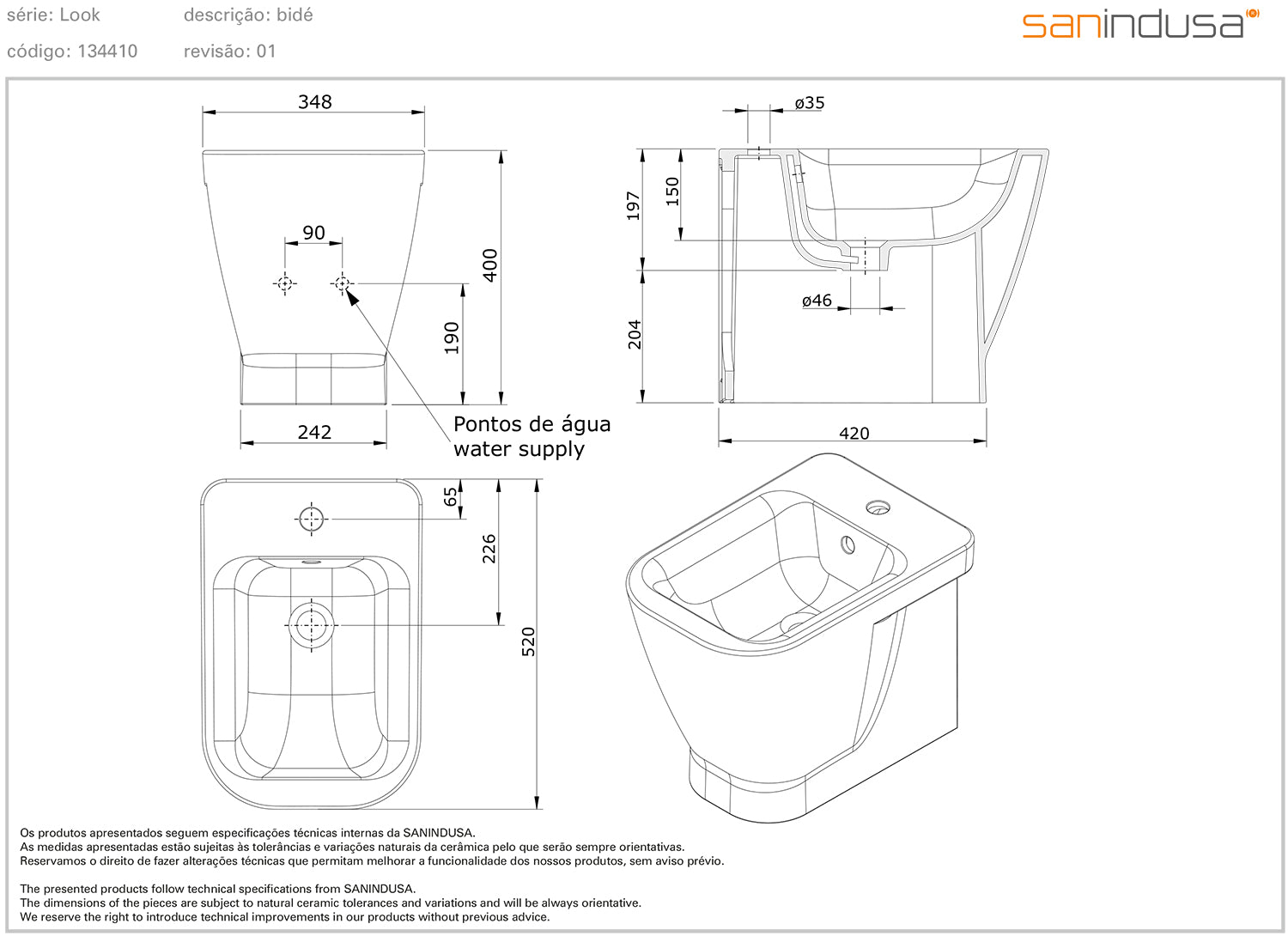Sanitari Filo Muro Sanindusa modello LOOK WC BIDET SEDILE