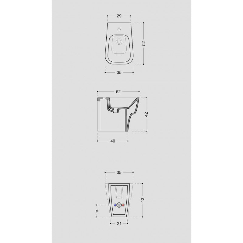 Sanitari Filo parete Ceramica Domus Falerii F50 Small WC BIDET SEDILE SOFTCLOSE