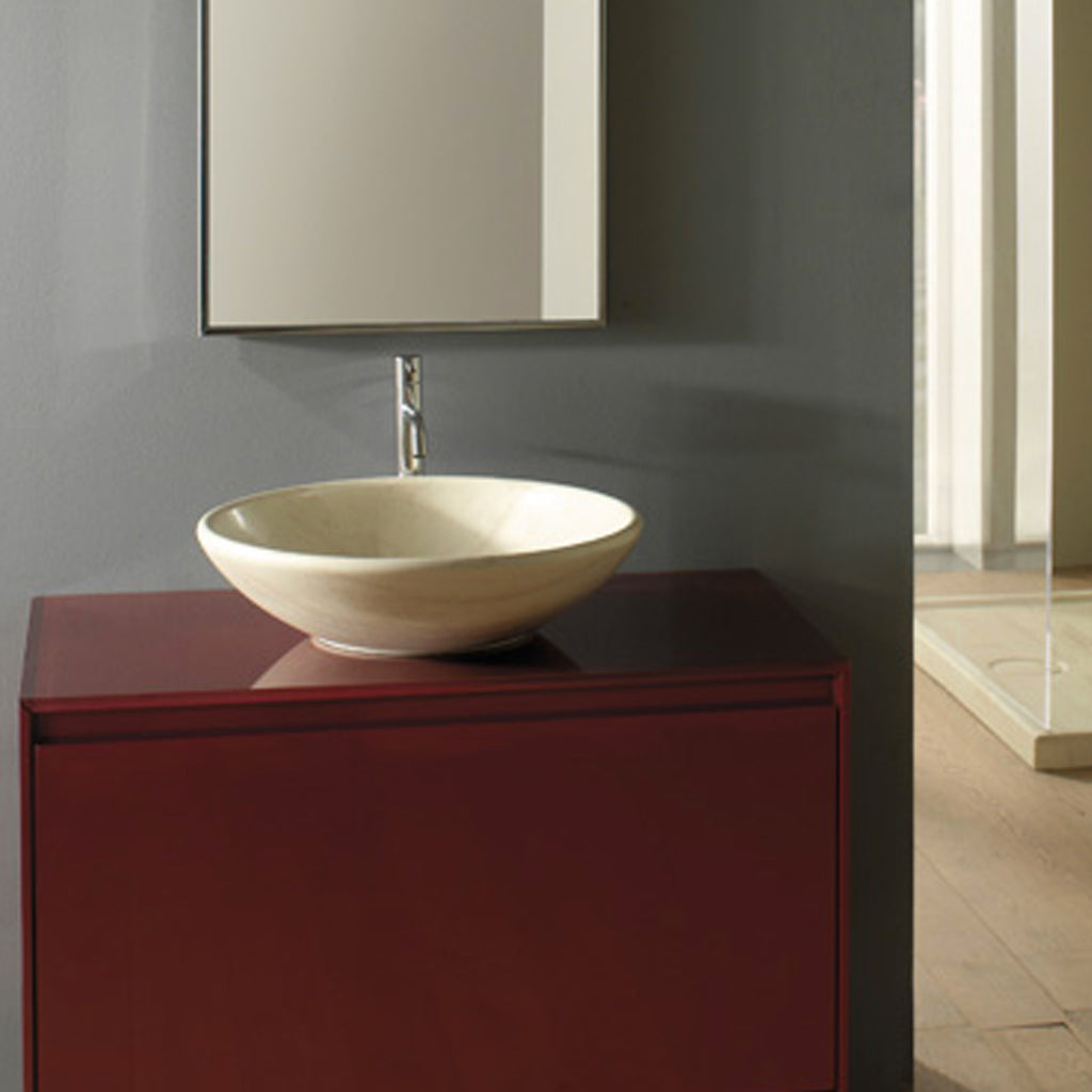 Lavabo d'appoggio Free Le Pietre Ceramica Globo finitura travertino diametro 50 cm