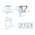 Sanitari filo muro Ideal Standard Tesi con scarico traslato e AquaBlade con sedile termoindurente chiusura rallentata