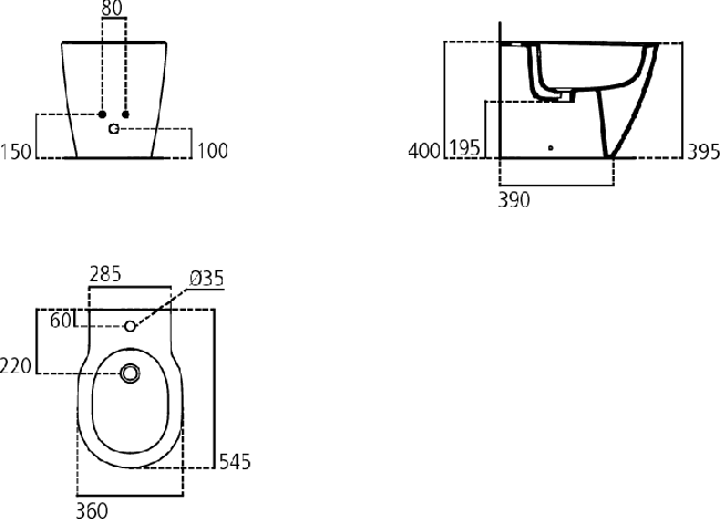 Sanitari filo muro Ideal Standard Connect con scarico traslato AquaBlade con sedile soft close