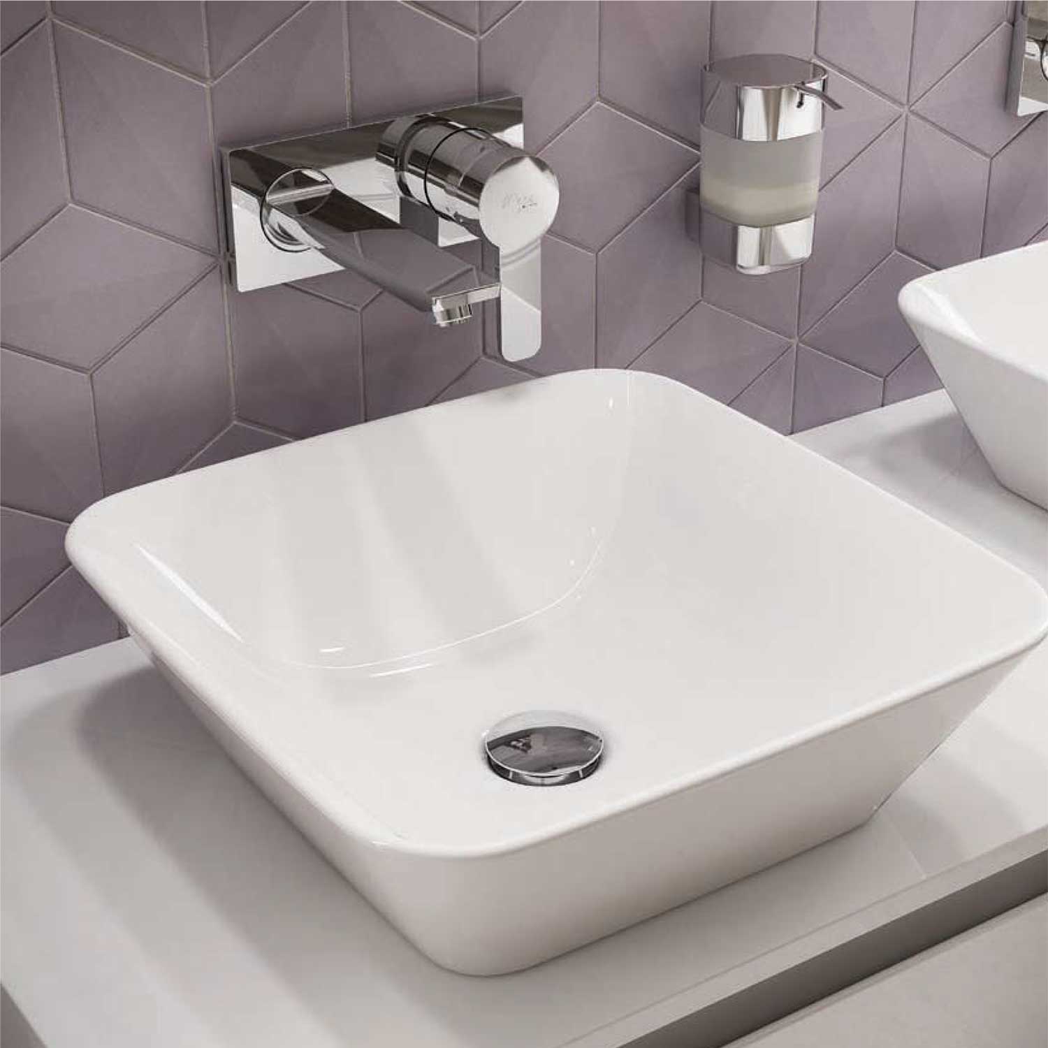 Lavabo da appoggio 40X40 con bordo ultra sottile Ideal Standard Connect Air