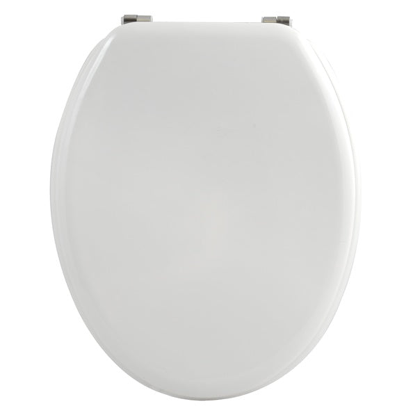 Sedile WC universale modello KLAK realizzato in MDF Bianco e Cerniere in acciaio inox