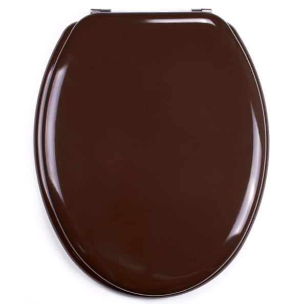 Sedile WC universale modello KLAK realizzato in MDF colore Cioccolato e Cerniere in acciaio inox