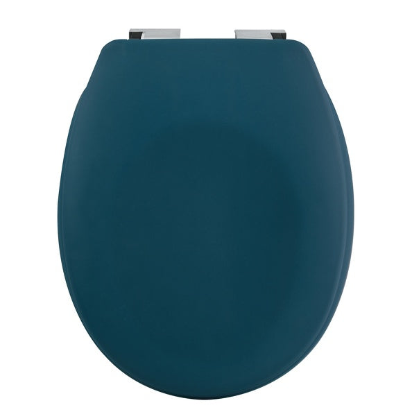 Sedile WC modello Neela con cerniere in ABS cromato - Petrolio Opaco