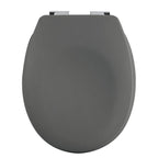 Sedile WC universale modello KLAK realizzato in  Thermo Dur Grigio Opaco Menta e Cerniere in acciaio inox