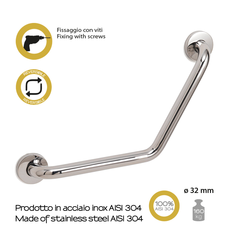 Maniglione 135Â° in Acciaio Inox AISI 304 Gedy serie Project - Lucido