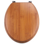 Copriwater in bambÃ¹ di colore marrone con cerniere in acciaio inox