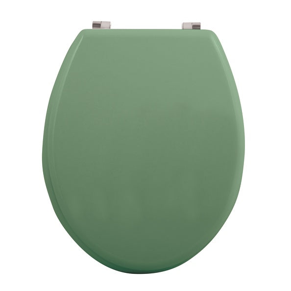 Sedile WC universale modello KLAK realizzato in MDF colore Verde Basilico e Cerniere in acciaio inox
