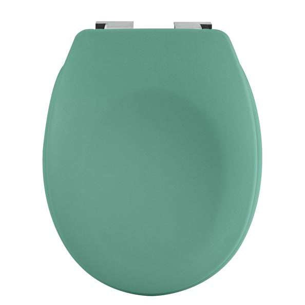 Sedile WC universale modello KLAK realizzato in  Thermo Dur Colore Verde Menta e Cerniere in acciaio inox