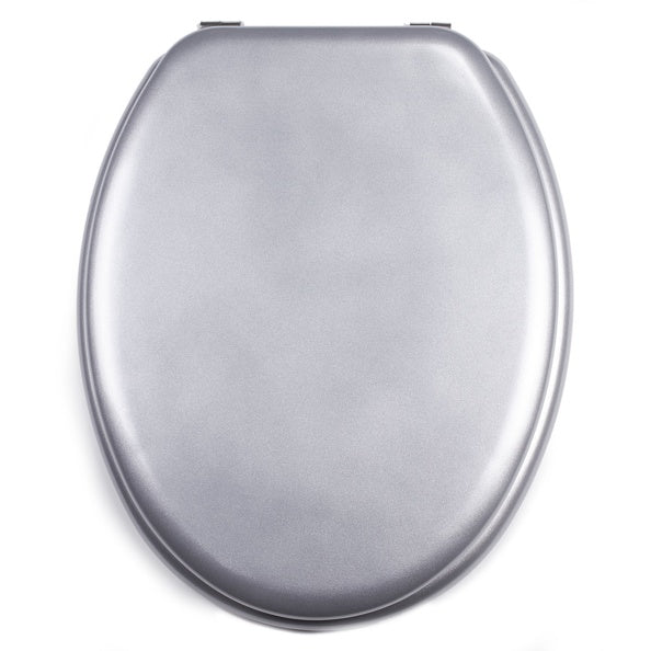 Sedile WC universale modello KLAK realizzato in MDF Argento  e Cerniere in acciaio inox