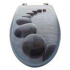 Sedile WC in MDF con cerniere in Acciaio Inox e stampa Sentiero di ciottoli - Grigio