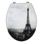 Copriwater wc con stampa Torre Eiffel in MDF colore grigio